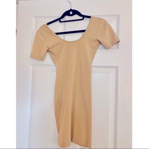 Nude low cut back bodycon dress
